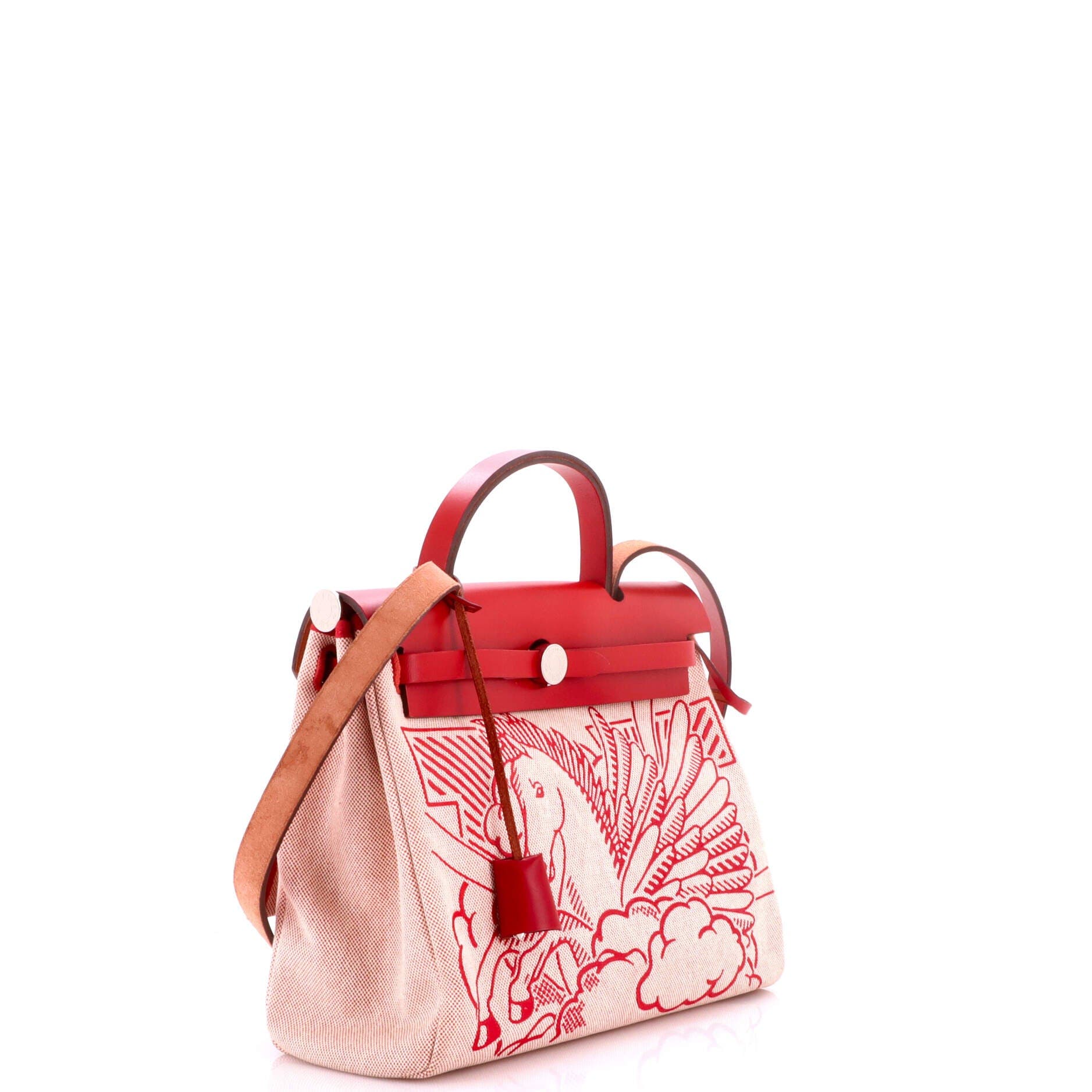 Herbag Zip Pegase Pop Toile and Leather 31, Alternate, color, Red