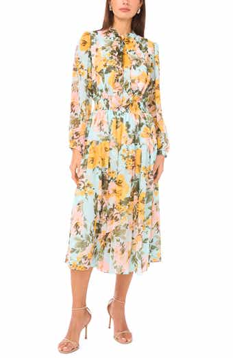 Bow Neck Chiffon Midi Dress