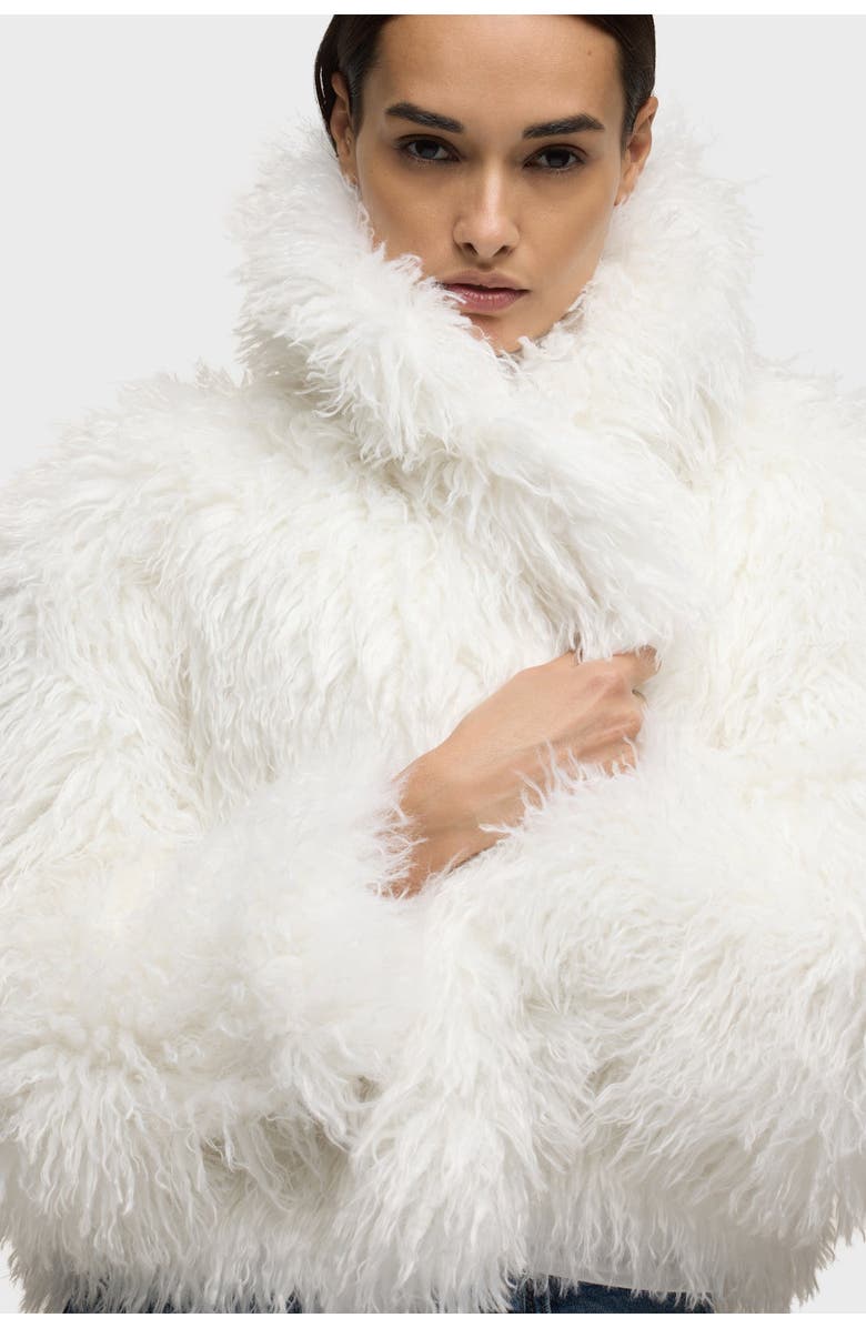 Hudson Jeans Mongauxlian Cropped Coat, Alternate, color, Natural