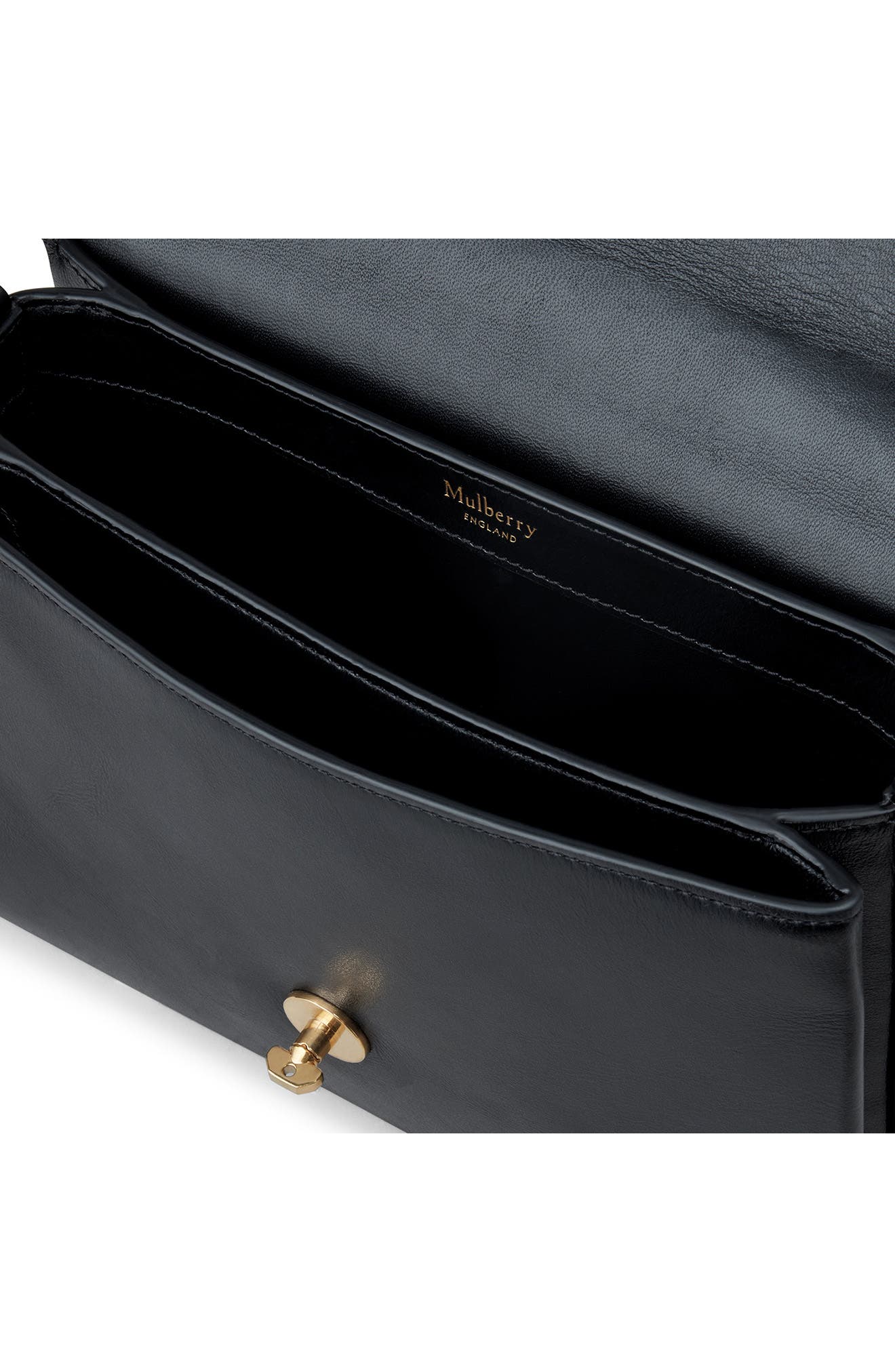 Mulberry Lana High Gloss Leather Top Handle Bag, Alternate, color, Black