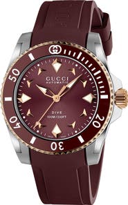 Gucci Dive Automatic Rubber Strap Watch, 36mm