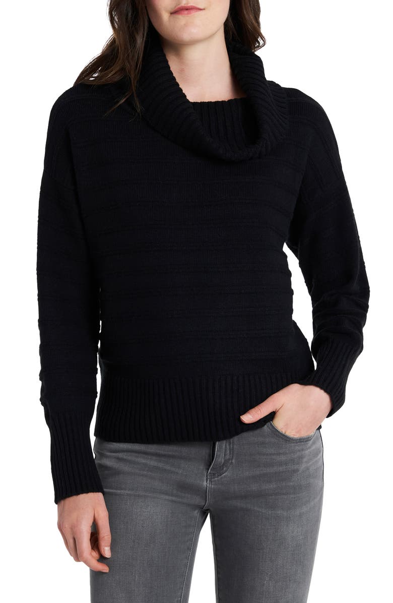 Vince Camuto Texture Stripe Cotton Blend Cowl Neck Sweater, Main, color, 