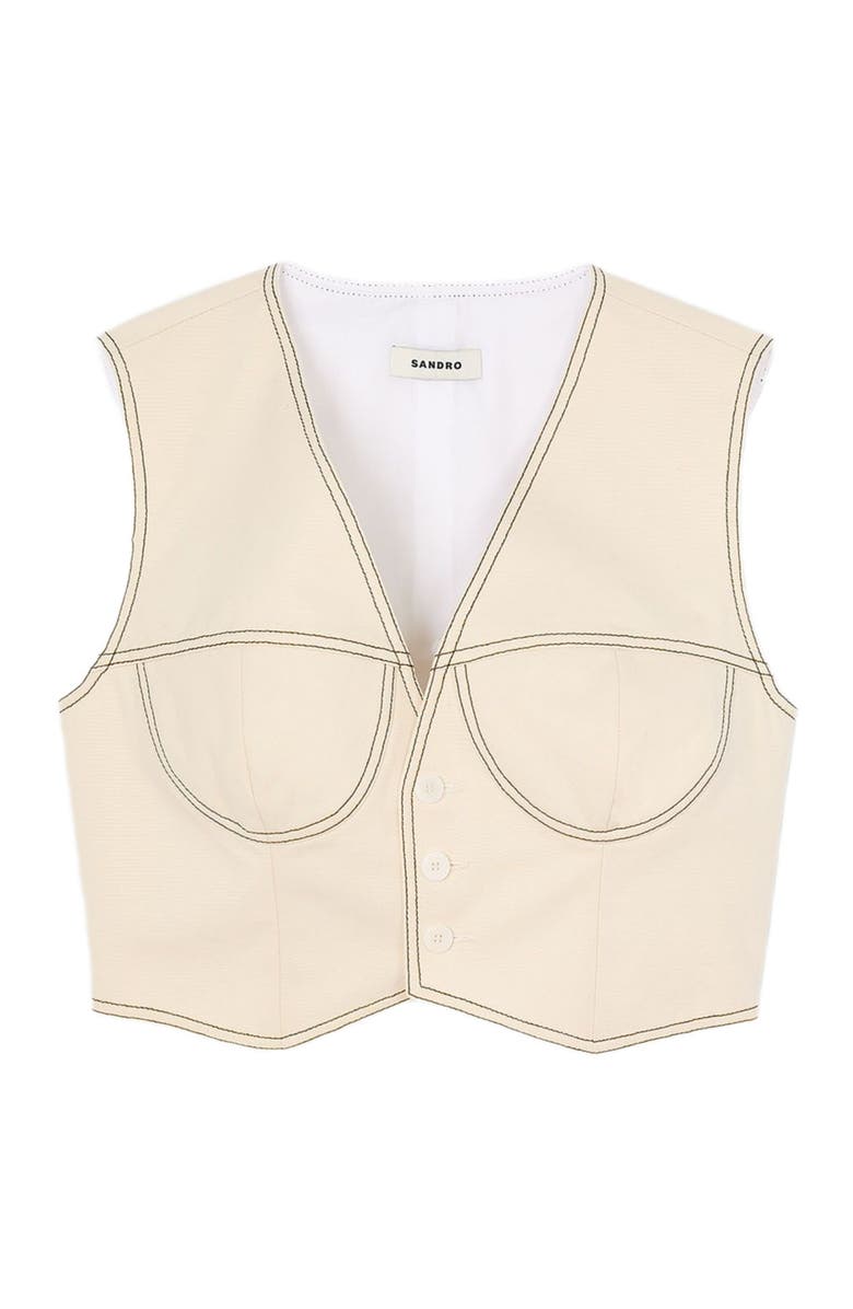 SANDRO Denim cropped jacket, Alternate, color, 