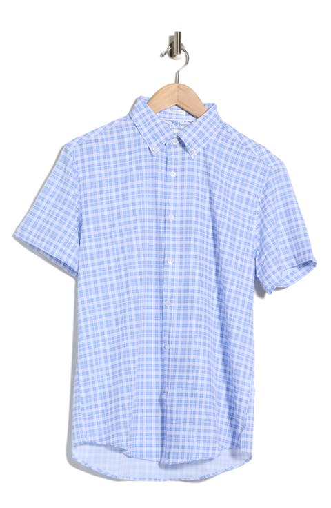 Plaid Short Sleeve Tech Button-Down Shirt