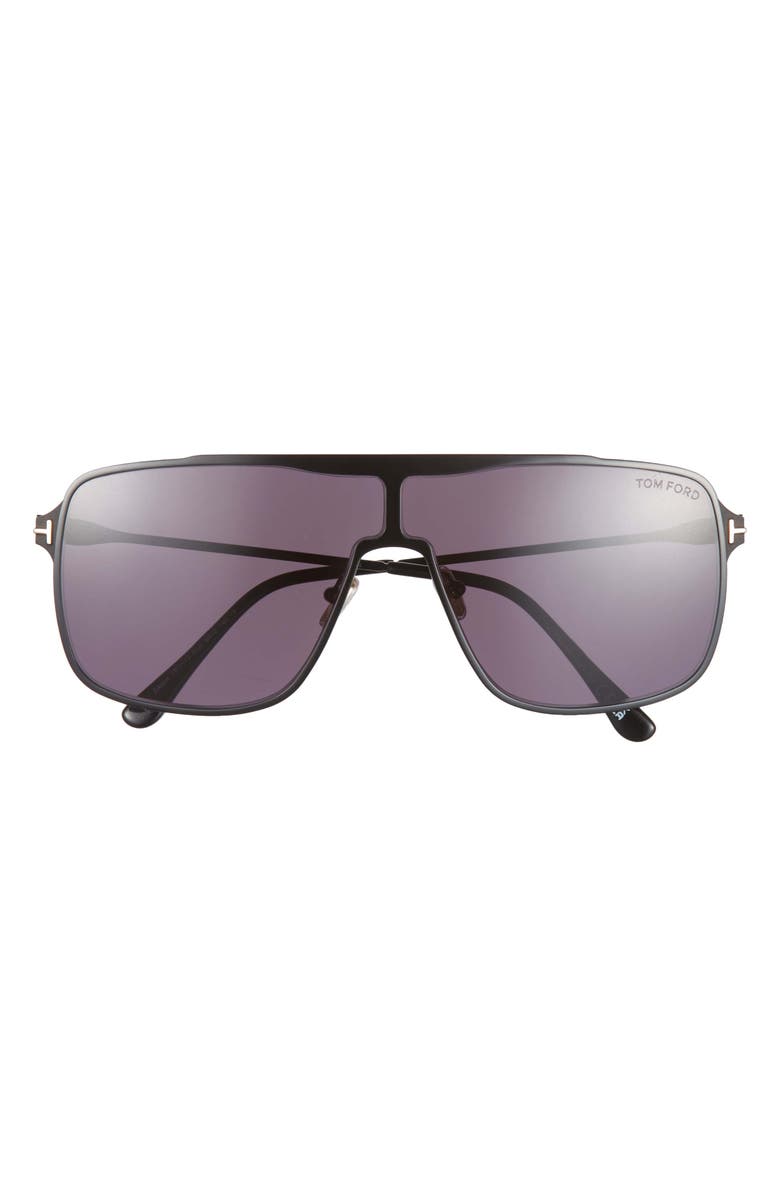 TOM FORD Zappa 69mm Oversize Navigator Sunglasses, Main, color, Shiny Black / Smoke Lenses
