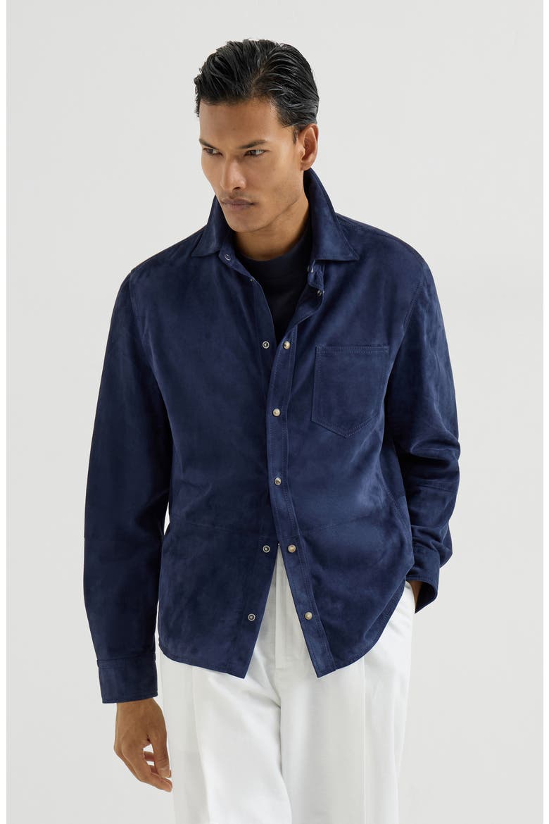 Suede overshirt, Main, color, Ink