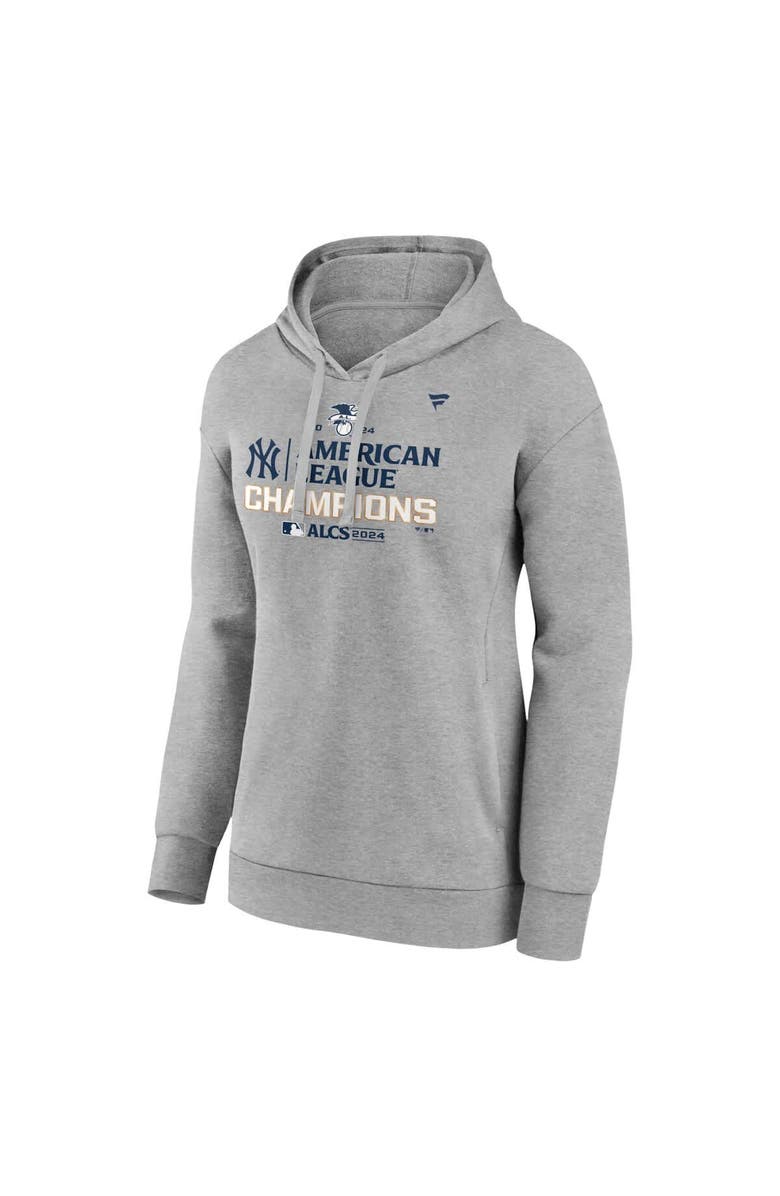 FANATICS Women's Fanatics Heather Gray New York Yankees 2024 American League Champions Locker Room Pullover Hoodie, Alternate, color,