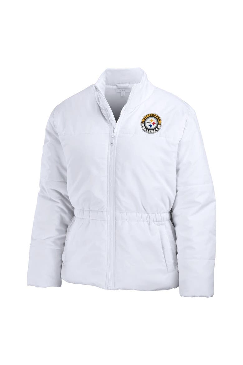 Women's WEAR by Erin Andrews  White Pittsburgh Steelers Packaway Full-Zip Puffer Jacket, Alternate, color, White