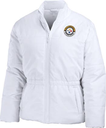 Women's WEAR by Erin Andrews  White Pittsburgh Steelers Packaway Full-Zip Puffer Jacket