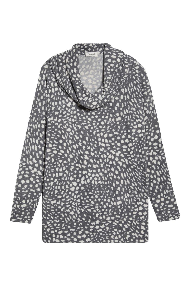 Animal Spot Hacci Knit Cowl Neck Tunic, Alternate, color, CHARCOAL/ IVORY