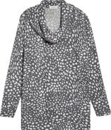 Loveappella Animal Spot Hacci Knit Cowl Neck Tunic