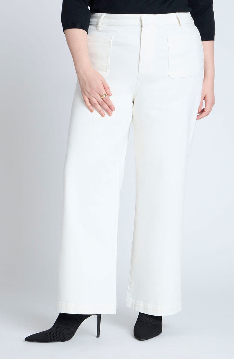 ELOQUII The Trouser Patch Pocket Wide Leg Jeans, Main, color, 