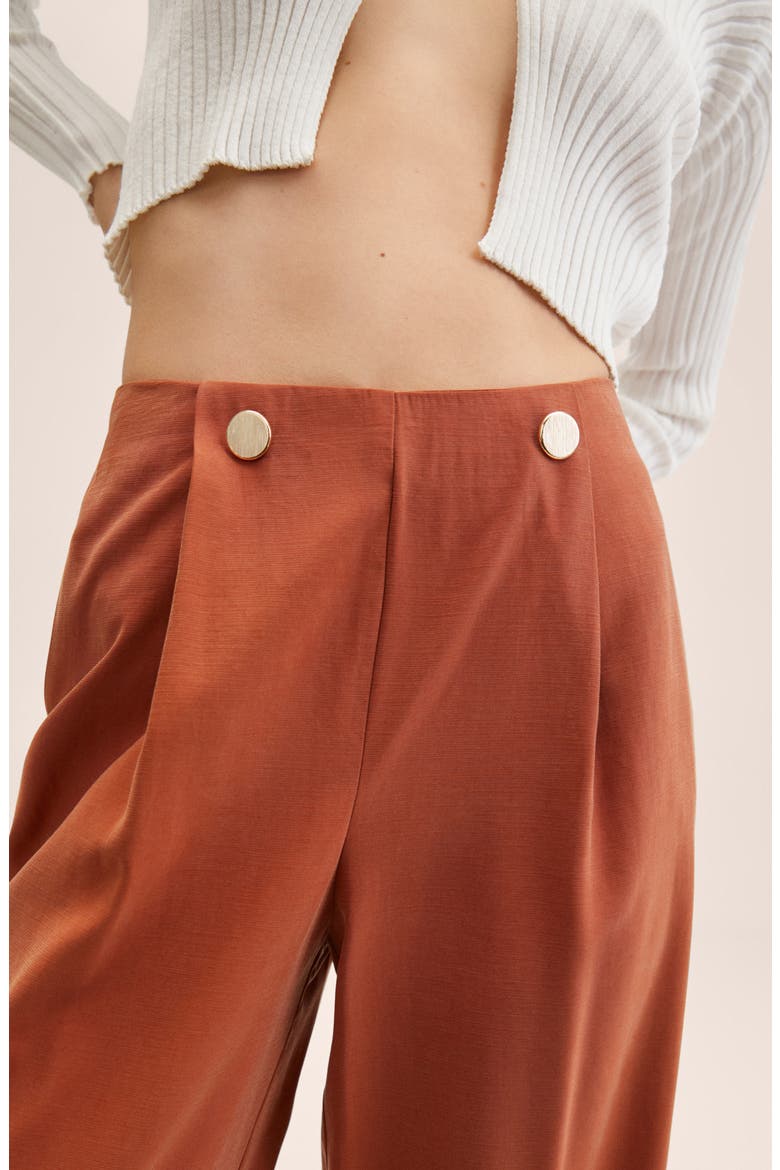 Button Detail Crop Pants, Alternate, color, BURNT ORANGE