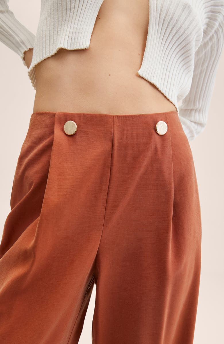 MANGO Button Detail Crop Pants, Alternate, color, 