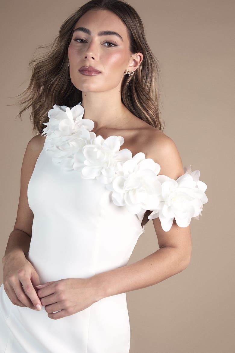 Corsage Off Shoulder Mini Dress, Alternate, color, Ivory