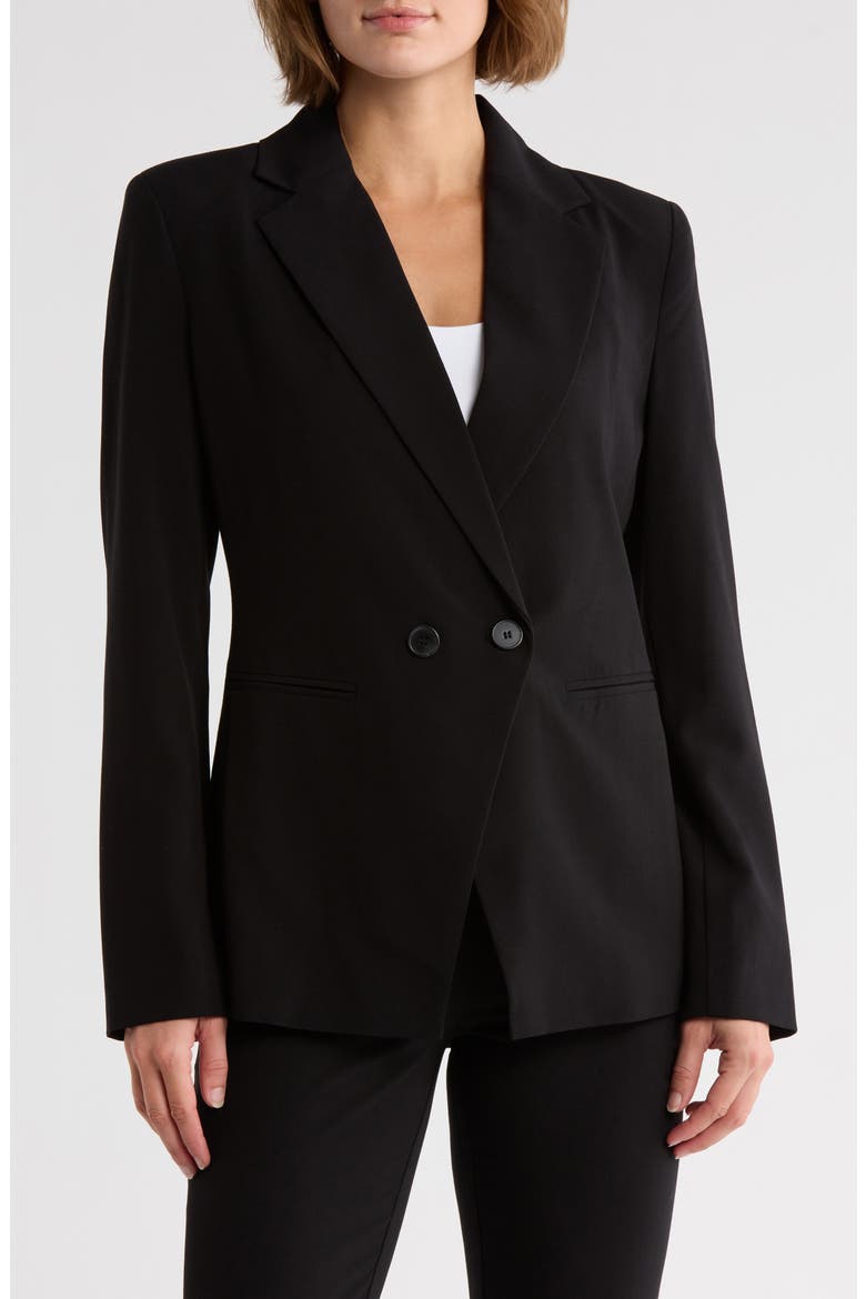 Tailored Double Breasted Blazer, Main, color, BLACK