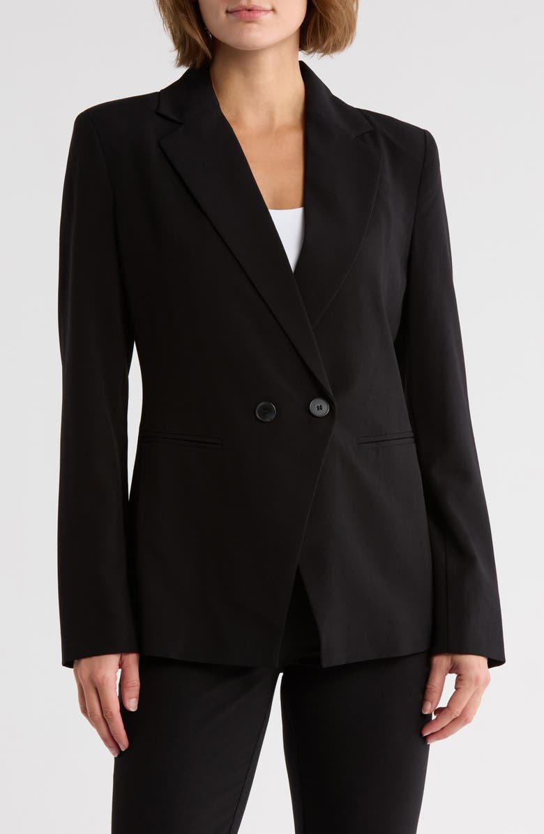 Leith Tailored Double Breasted Blazer, Main, color, Black