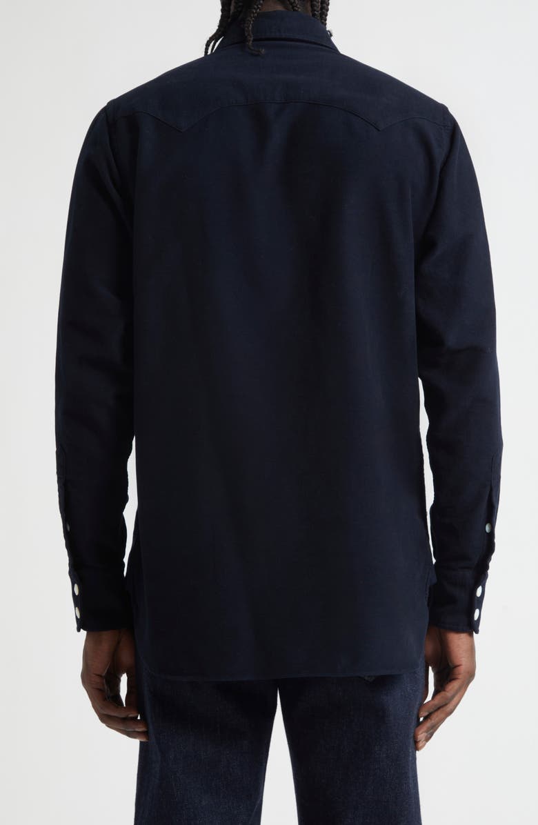 Drake's Cotton Moleskin Western Shirt, Alternate, color, Navy