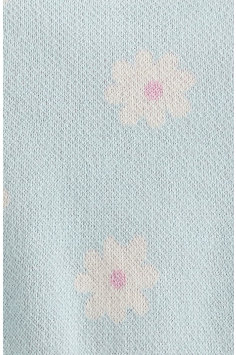Ribbed Waist Cotton Romper, Alternate, color, BLUE DELICATE SPRING DAISIES
