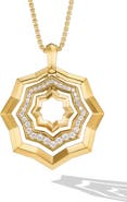 David Yurman Stax Zig Zag Pendant Necklace in Sterling Silver with Diamonds, 28mm