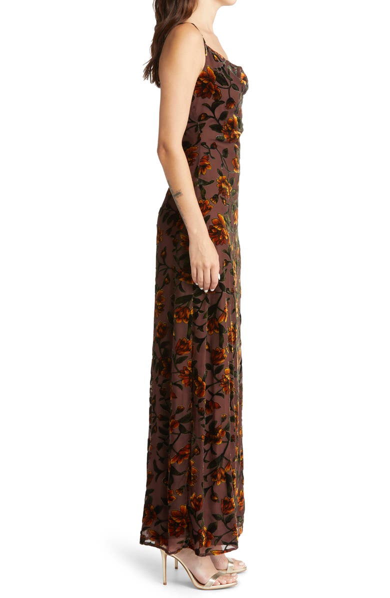 Lulus Romance in the Making Floral Velvet Gown, Alternate, color, 