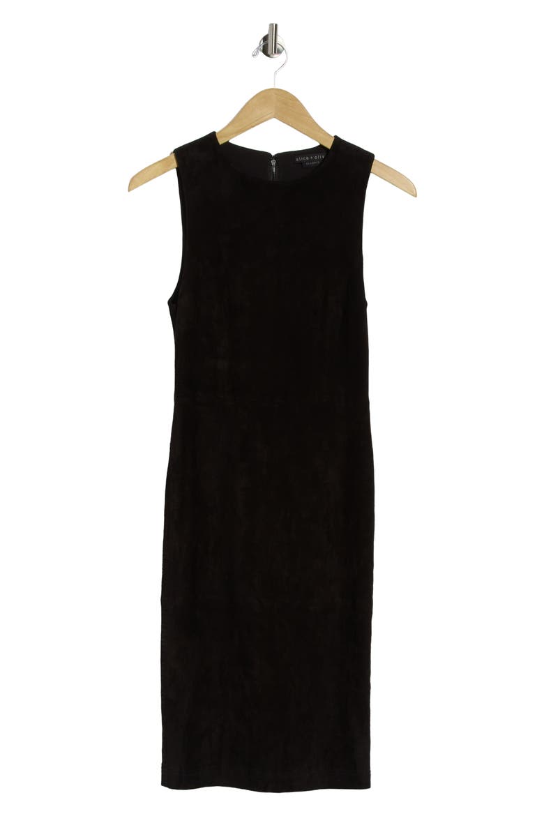 Delora Suede Fitted Dress, Main, color, BLACK