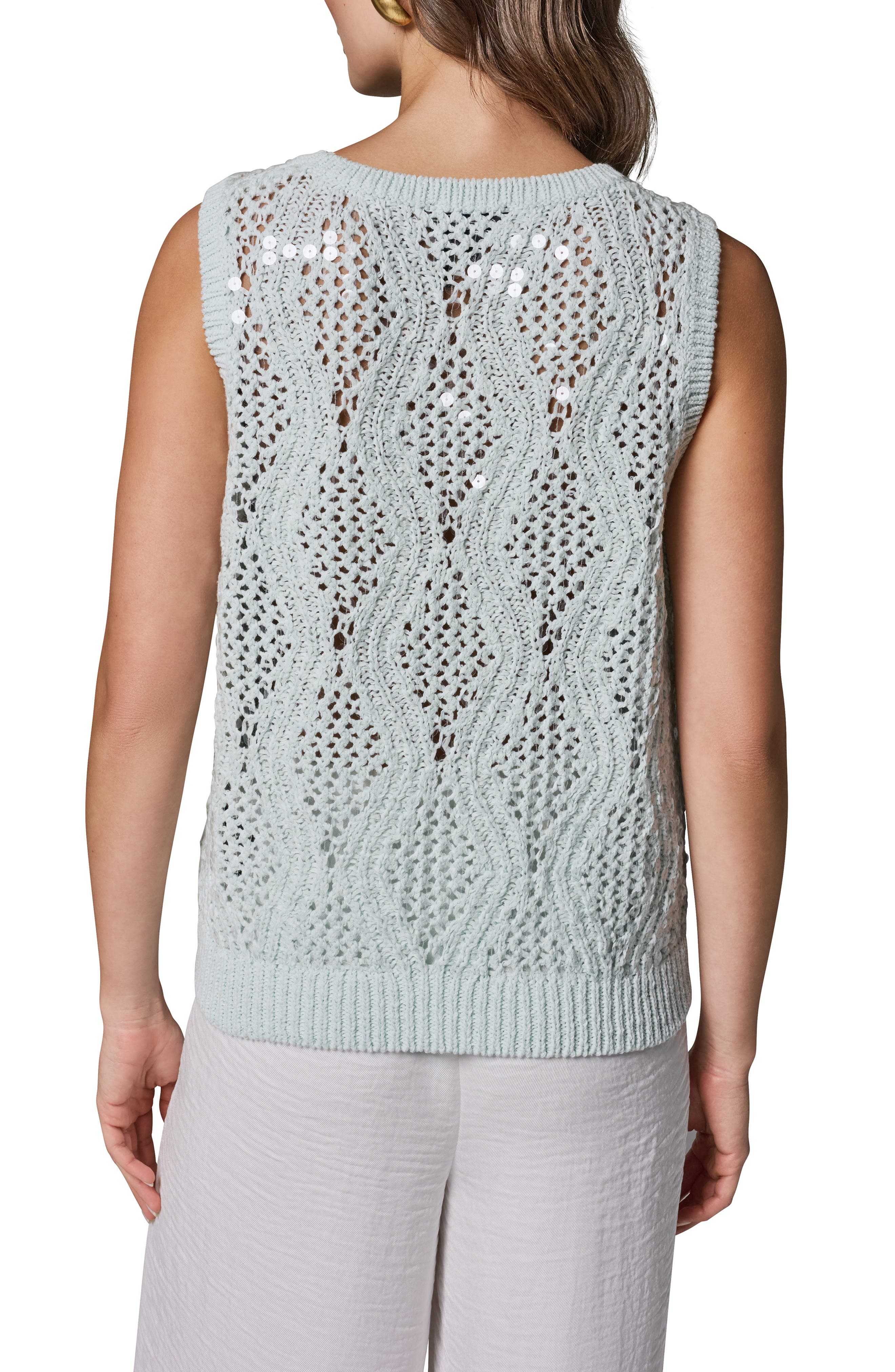 Open Stitch Sequin Sweater - image 2