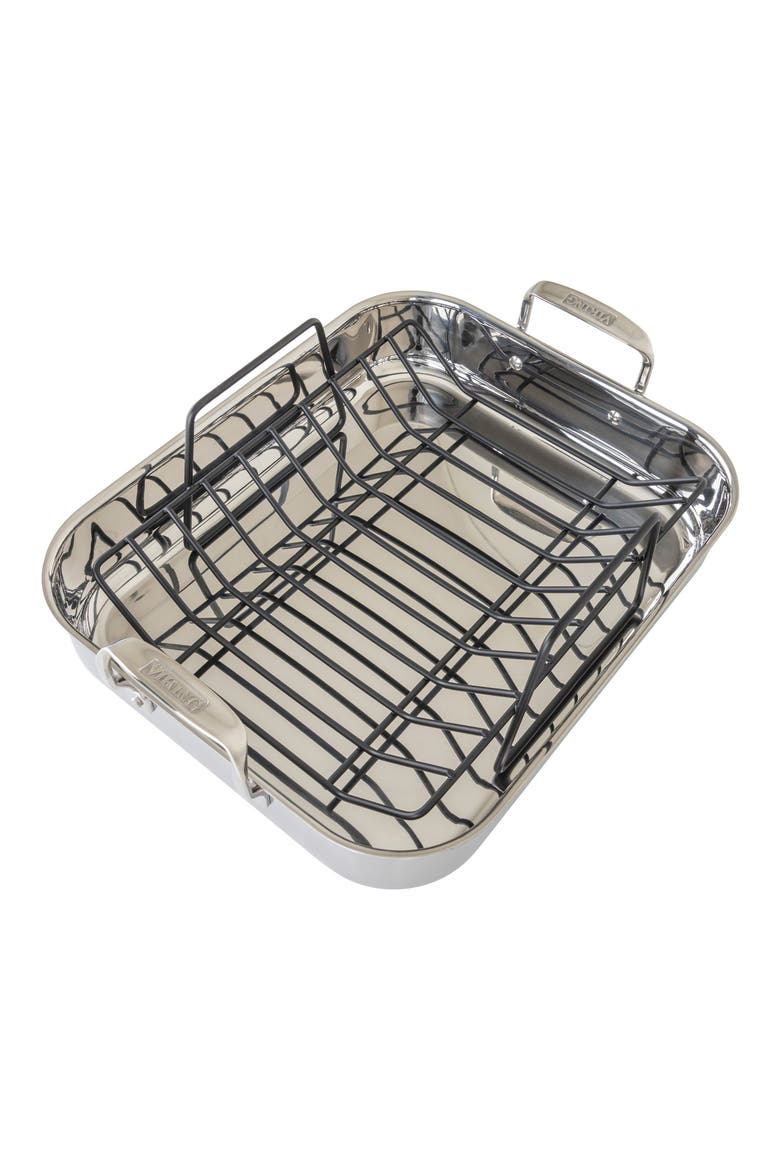 Stainless Steel Roasting Pan & Thermometer, Alternate, color, NO COLOR