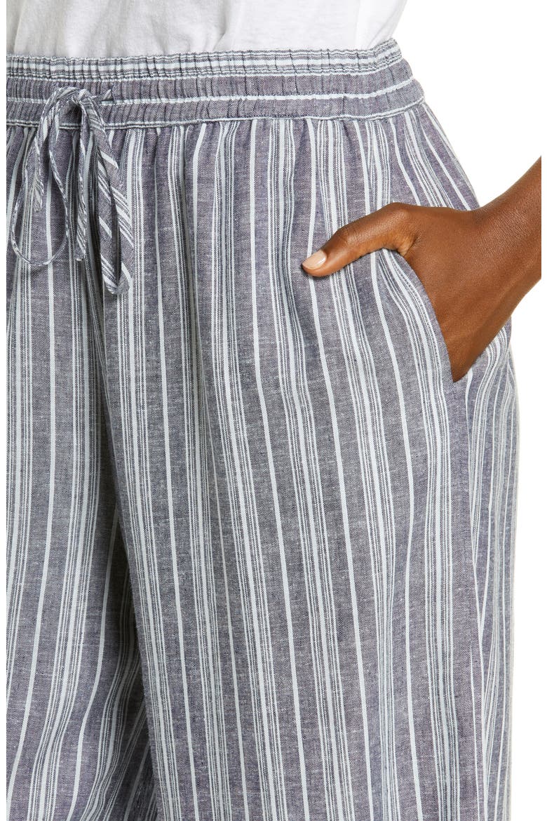 Romantic Linen Blend Pajama Pants, Alternate, color, NAVY PEACOAT LINEN STRIPE