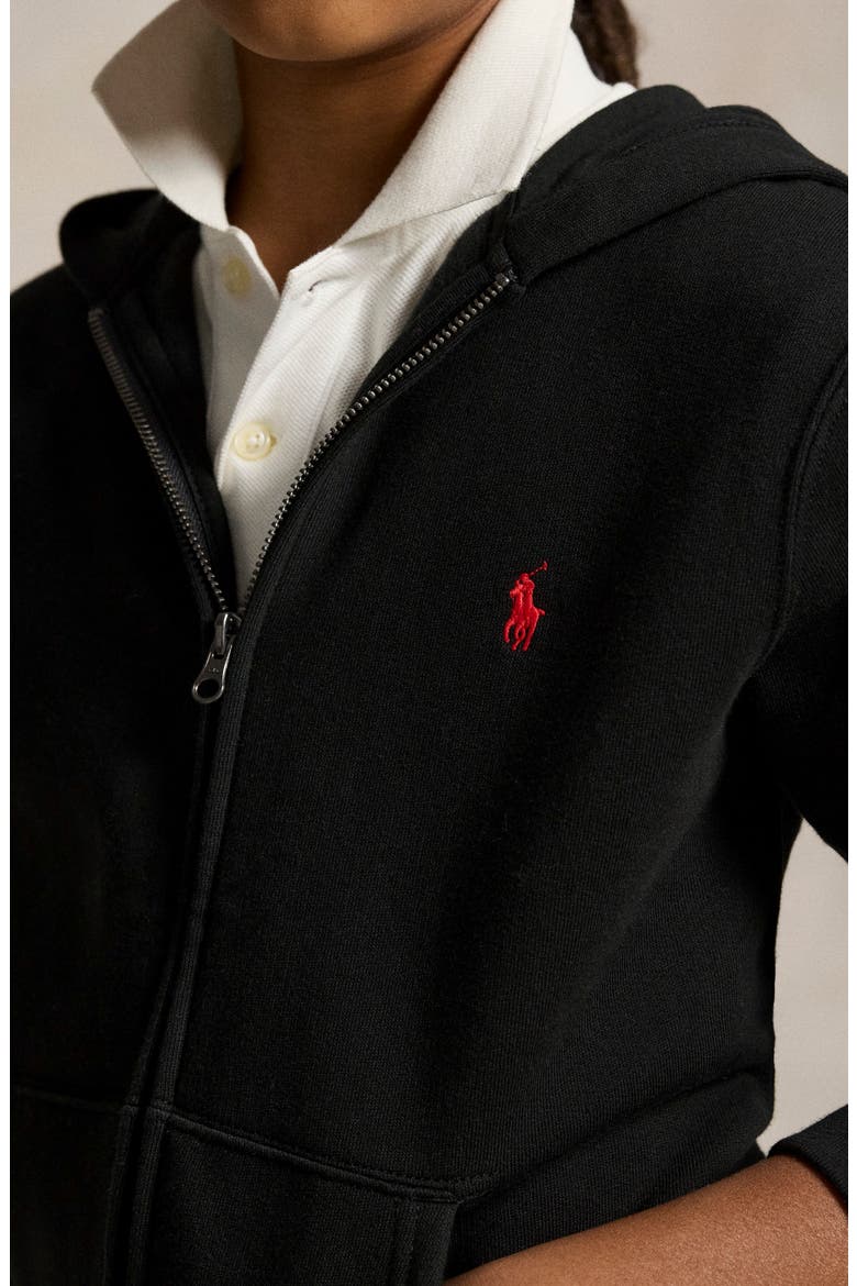 Kids' Full Zip Fleece Hoodie, Alternate, color, POLO BLACK