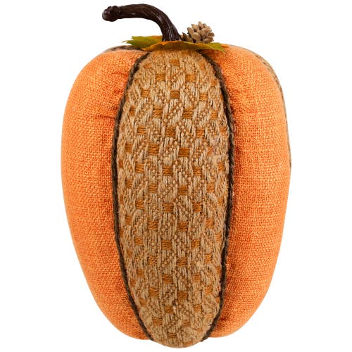 Northlight Burlap And Woven Jute Fall Harvest Pumpkin Decoration In Orange