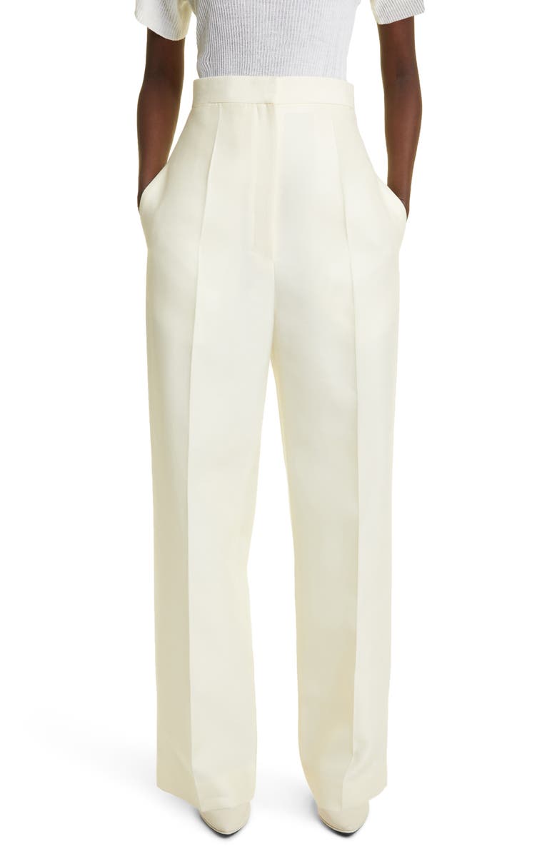 The Row Gordon Straight Leg Wool & Silk Trousers, Main, color,