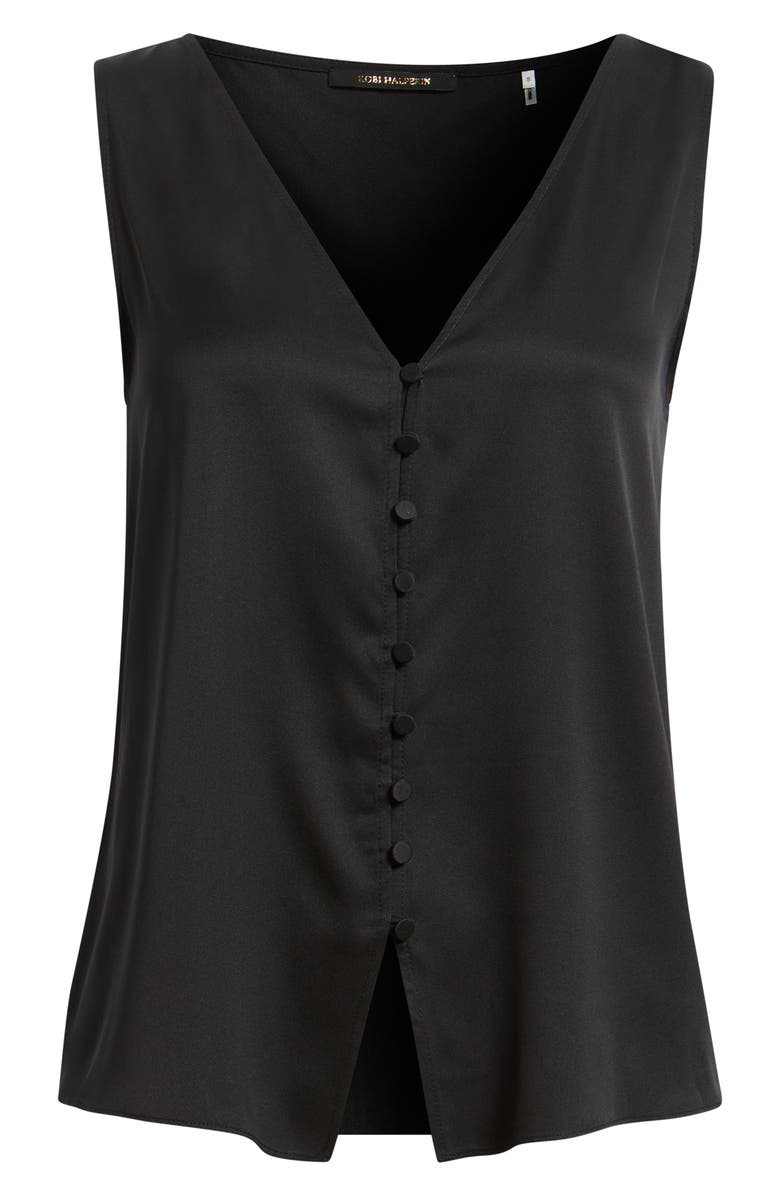 KOBI HALPERIN Colette Silk Blend Button-Up Top, Main, color, Black