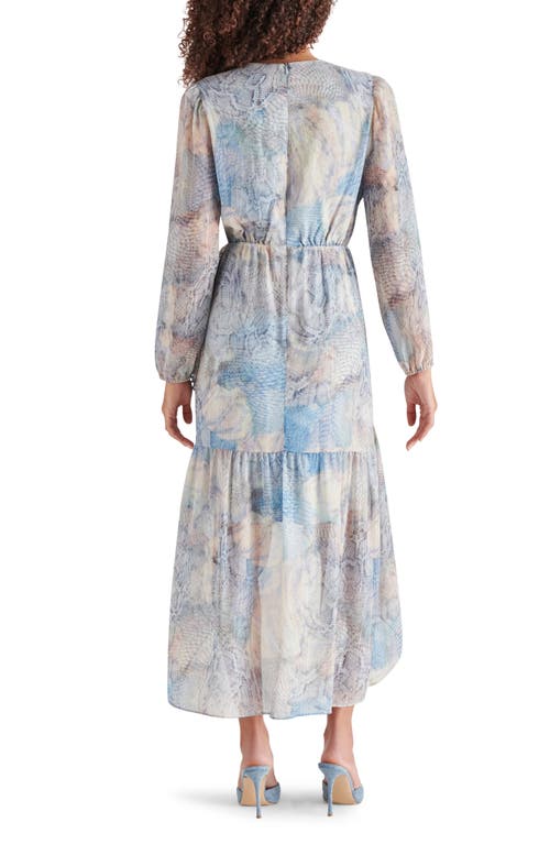 STEVE MADDEN STEVE MADDEN RENATA ABSTRACT SNAKESKIN PRINT METALLIC STRIPE LONG SLEEVE DRESS