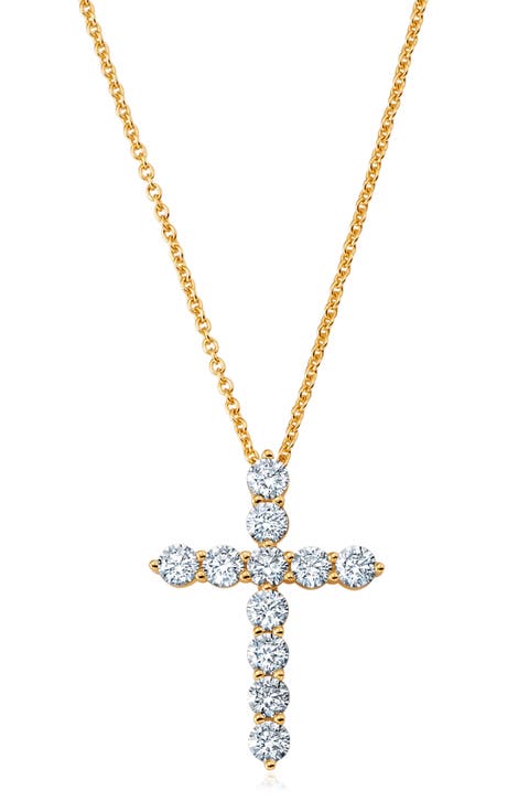 Round Cubic Zirconia Cross Pendant Necklace