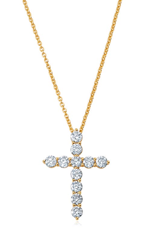 Crislu Round Cubic Zirconia Cross Pendant Necklace In Gold