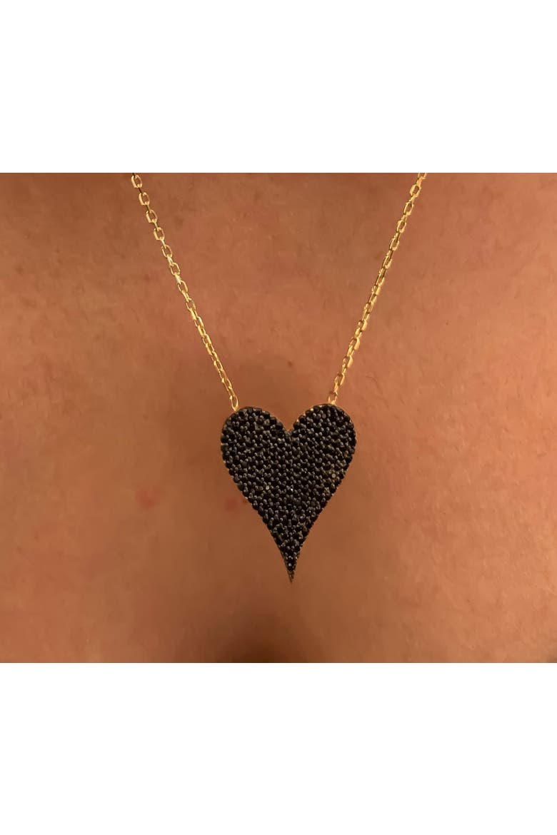 Elongated Black Heart Necklace, Alternate, color, Black