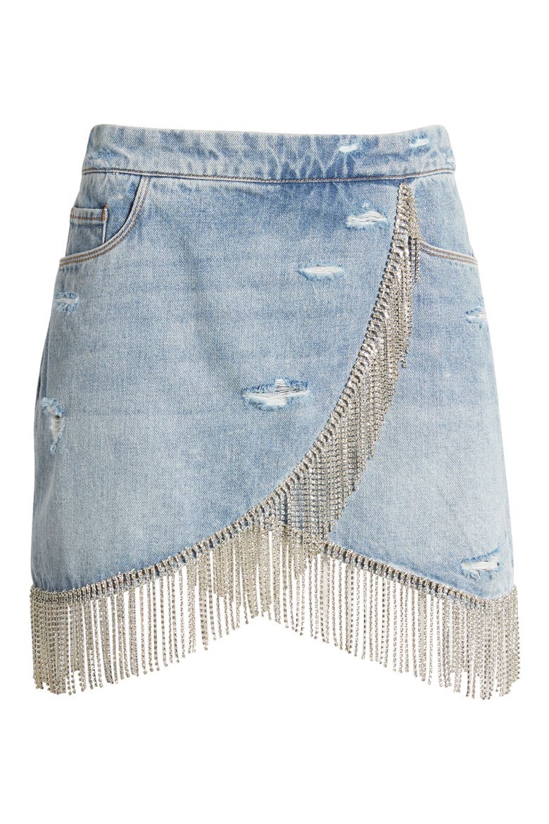 Rhinestone Fringe Denim Miniskirt (Women) | Nordstrom