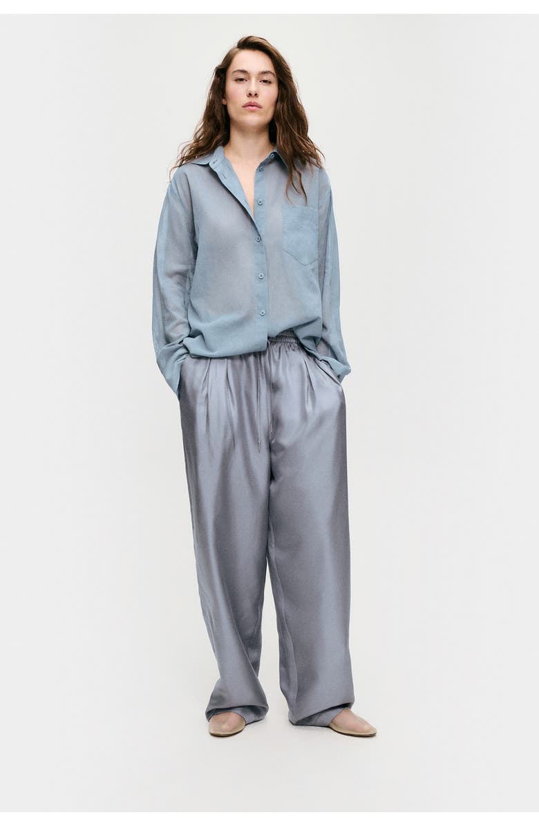 SILK LAUNDRY SHEER COTTON PLEATED YOKE SHIRT STORM, Main, color, 