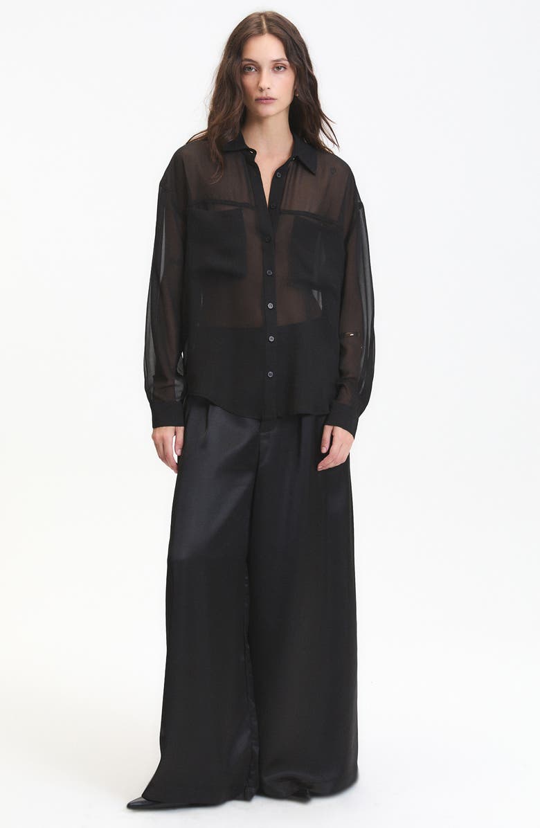 DELUC Grayson Sheer Shirt, Alternate, color, Black