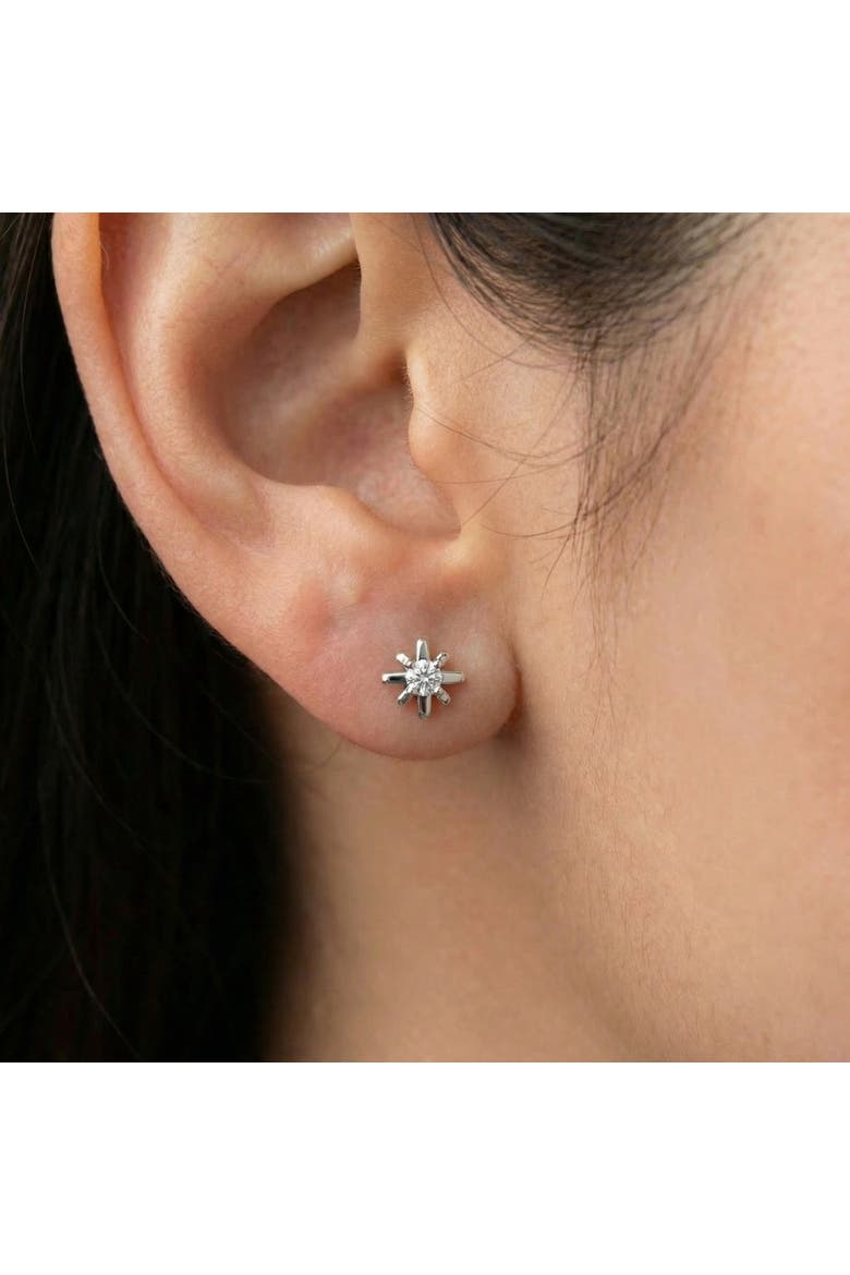1/3Ct Diamond Starburst Diamond Studs 14k Gold Lab Grown Earrings 1/3" Wide, Alternate, color, 14k White Gold