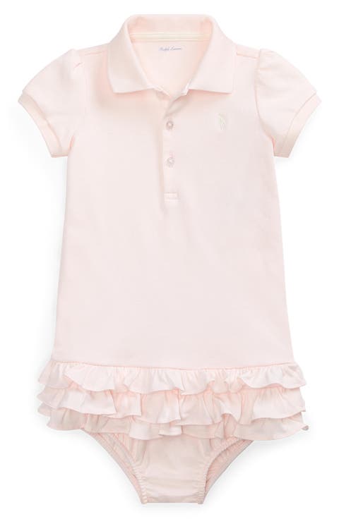 'Cupcake' Ruffle Hem Polo Dress & Bloomers (Baby Girls)