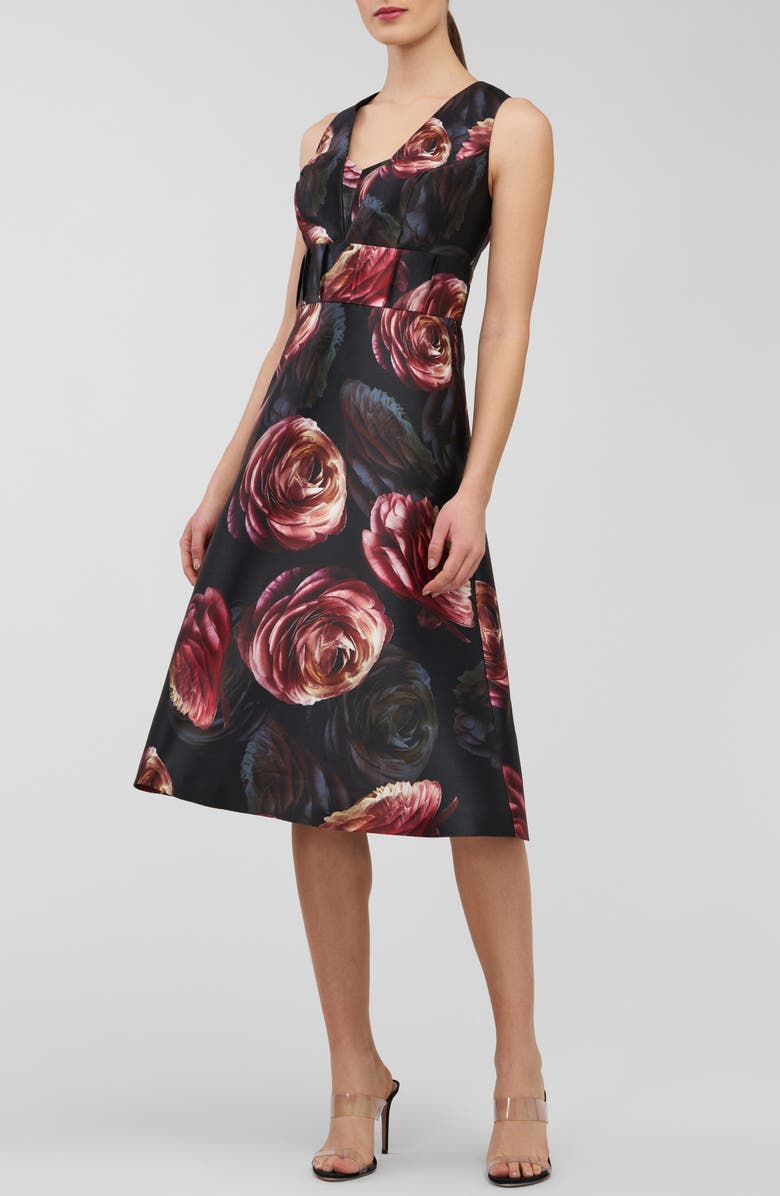 Kay Unger Antonia Fit & Flare Dress, Alternate, color, Primrose/ Onyx