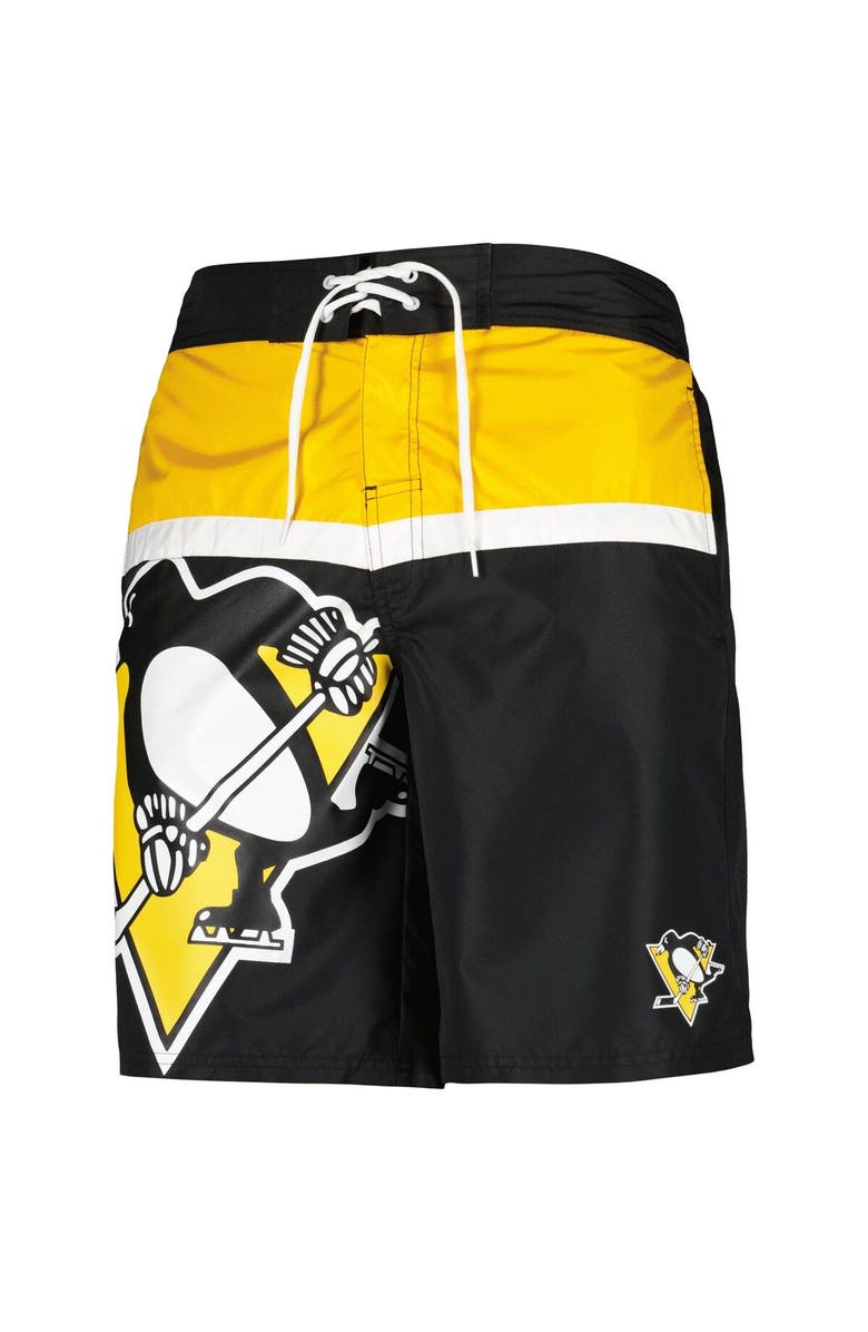 STARTER Men's Starter Black Pittsburgh Penguins Sea Wind Swim Trunks, Alternate, color, Black