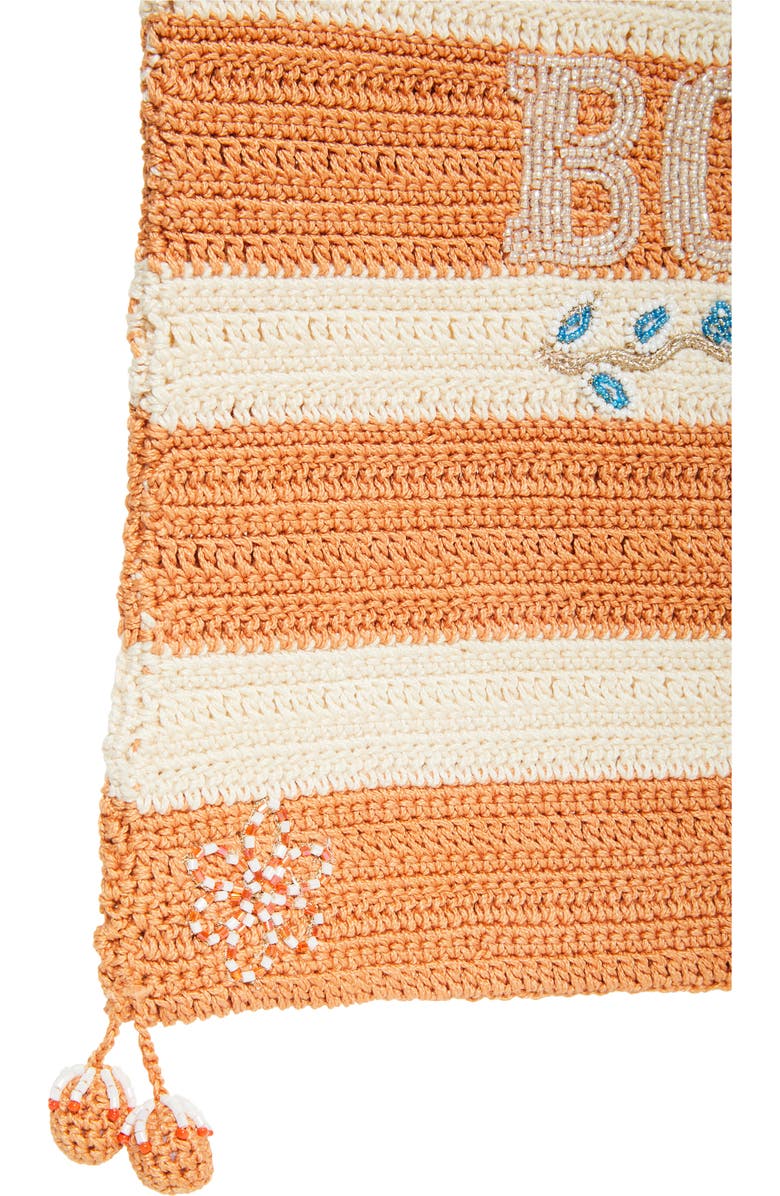 Bode Sherbet Beaded Crochet Tote, Alternate, color, Cream Orange