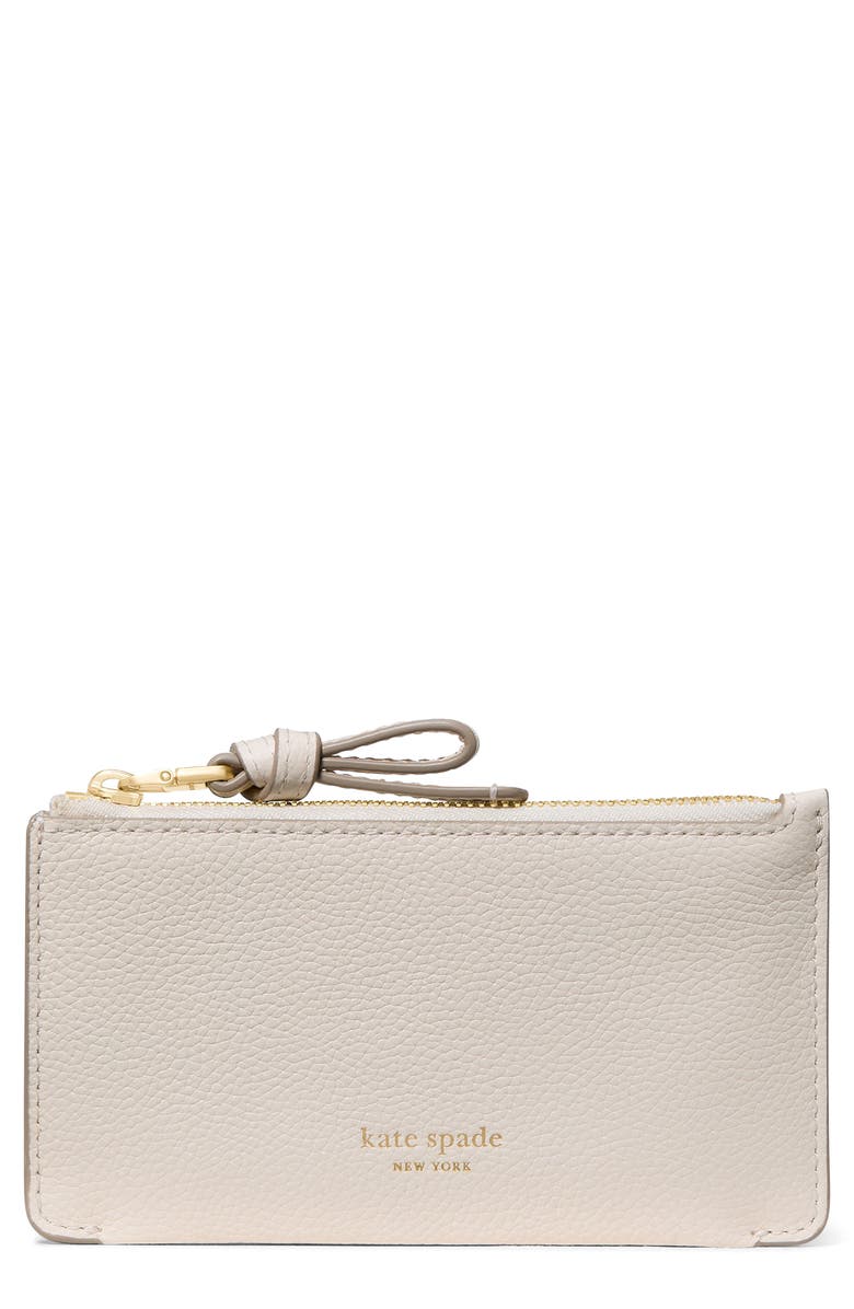 Kate Spade New York loop pebbled leather card case, Main, color, Cashew Milk