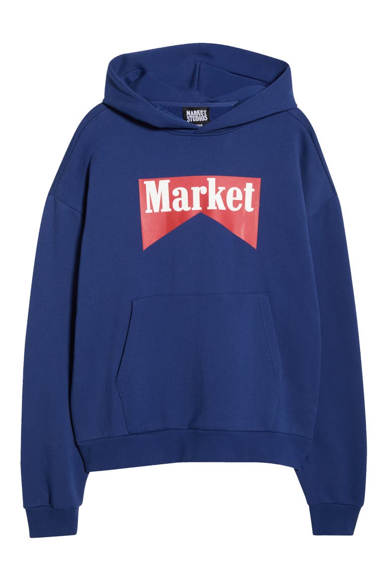 Cowboy Bear Oversize Cotton Fleece Hoodie, Alternate, color, NAVY