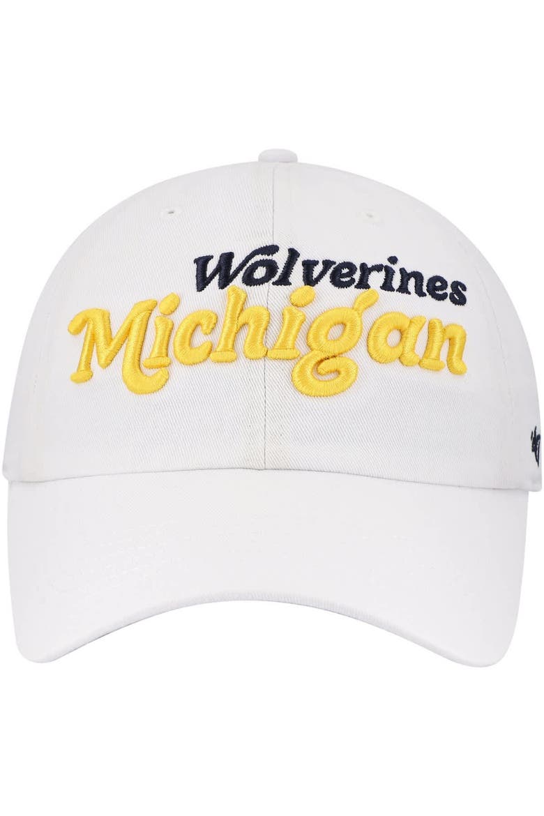 Women's '47 White Michigan Wolverines Pensacola Clean Up Adjustable Hat, Alternate, color, White