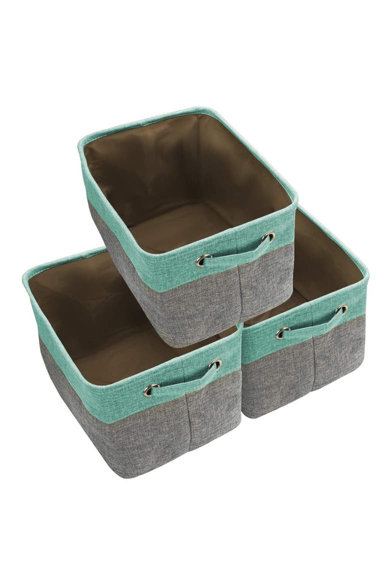 Teal Twill Storage Basket - Set of 3, Alternate, color, TEAL