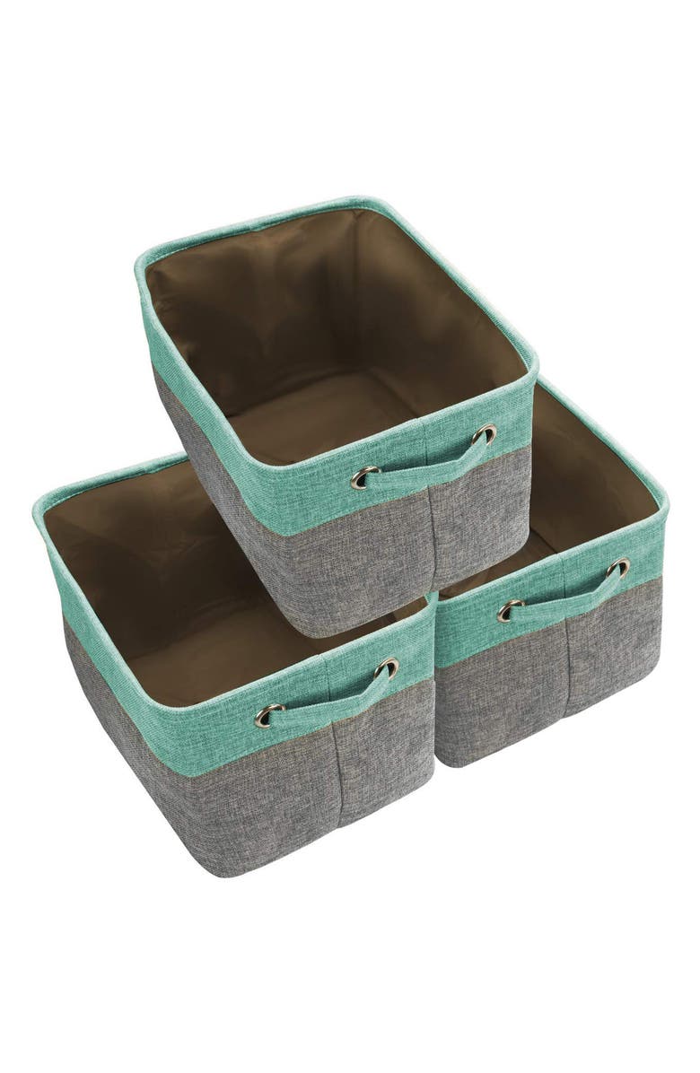 SORBUS Teal Twill Storage Basket - Set of 3, Alternate, color, Teal